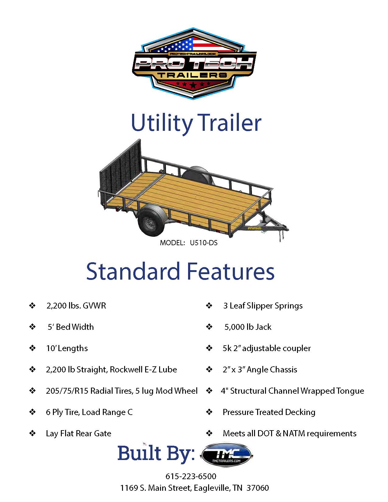 U510SD ProTech Trailers Utility Trailer Specs U510SD ProTech Trailers Utility Trailer Specs
